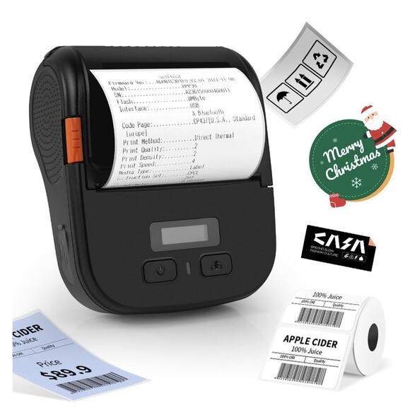 Portable 3” Thermal Label Maker Printer Bluetooth Wireless w/ Tape Barcode Ship - Picture 1 of 9